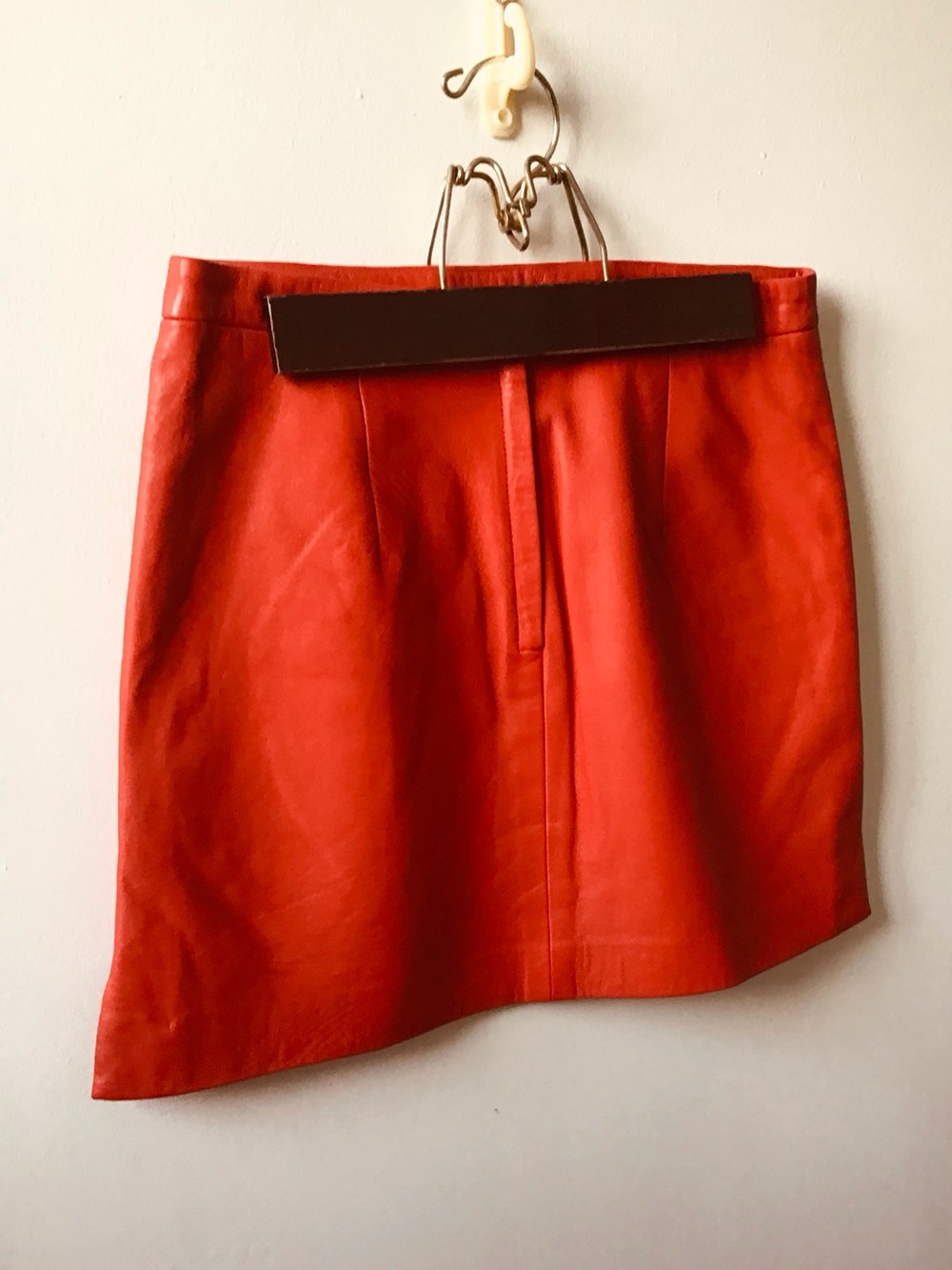 Red soft Leather BCBG Mini Skirt